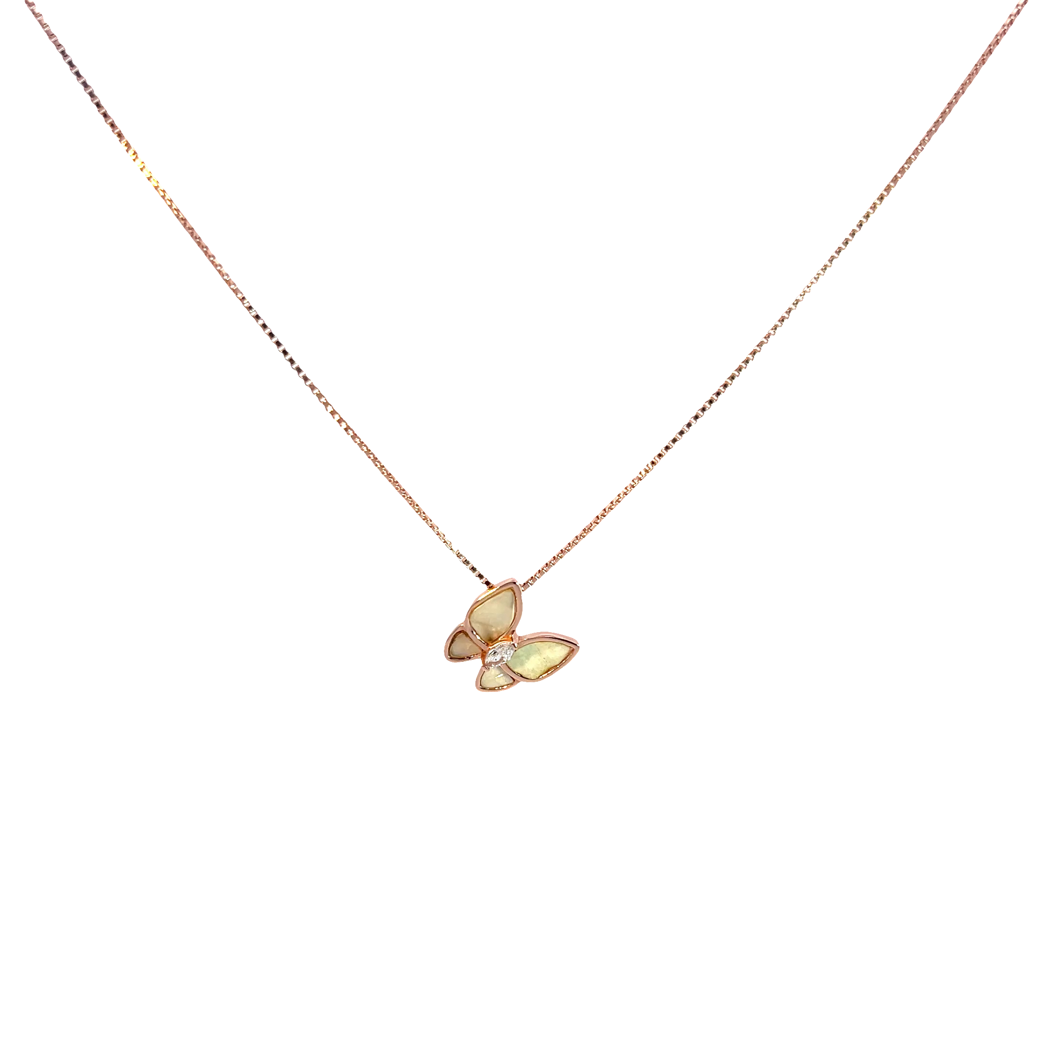 925 Sterling Silver 18K Rose Gold-Plated Butterfly Necklace with Mother of Pearl for Women & Teens